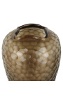 Große Vase "Jimmy" rauchgraues Glas mit geometrischen Facetten - Größe M