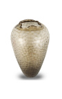 Meget stor vase "Jimmy" røggråt glas med geometriske facetter - størrelse L