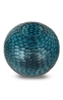 Bardzo duży, okrągły wazon "Mado" w niebieskim szkle z geometrycznymi fasetami