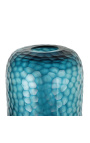 Очень большая цилиндрическая ваза "Mado" в синем стекле с геометрическими гранями