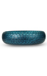 Vaso piatto grande Mado in vetro blu con sfaccettature geometriche