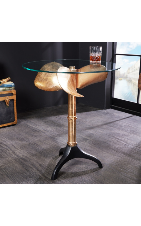 Round oldalasztal "Helix" aranyszínű alumínium és acél