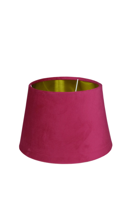 Abat-jour en velours fuchsia et intérieur doré 25 cm de diamètre