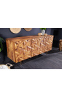 Buffet "Miles" 3 portes en bois de rose avec motifs géométriques en 3d