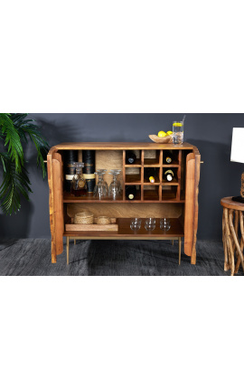 Bar cabinet &quot;Miles&quot; rosewood with pattern 3d