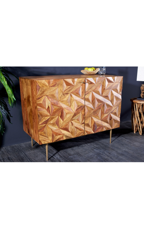 Cabinet de bar "Miles" lemn de trandafir cu model 3d