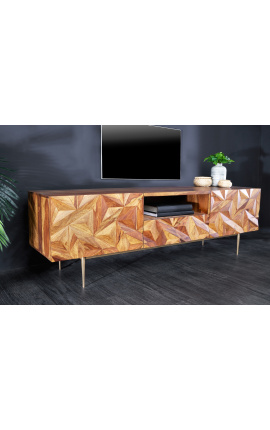 Mueble de TV "Miles" madera de rosa con patrón 3d