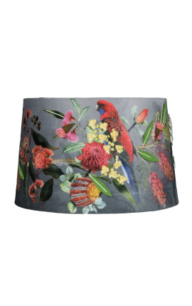 Flower printed fabric lampshade with parrot 35 cm diameter