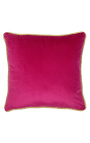 Coussin carré en velours couleur fuchsia 45 x 45