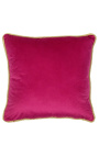 Coussin carré en velours couleur fuchsia 45 x 45