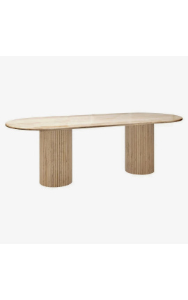 Jedilna miza 240 cm SARAH ovalen iz travertina s konzervirano podlago