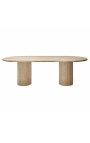 Mesa de comedor 240 cm Oval SARAH en travertina con base enlatada