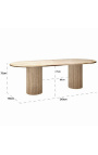 Mesa de comedor 240 cm Oval SARAH en travertina con base enlatada