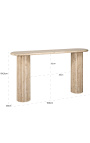 Console 160 cm oval SARAH in travertine with fluted base