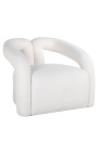 Large BENJI armchair design 1970 in white curly velvet
