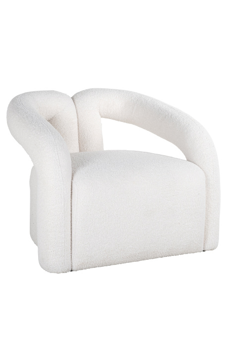 Large BENJI armchair design 1970 in white curly velvet