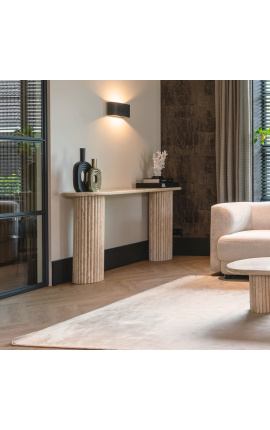 Console 160 cm sARAH ovale in travertino con base a piatto