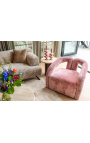 Grote BENJI design fauteuil uit 1970 in roze fluweel met textuur
