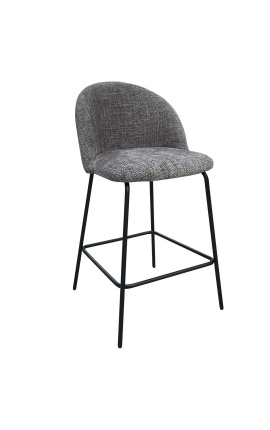 Silla de bar "Alia" diseño en terciopelo gris con pies negros