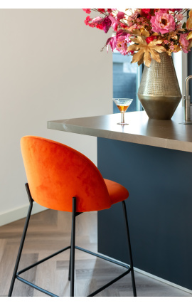 Bar chair &quot;Alia&quot; design in saffron velvet with black feet