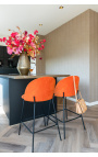 Bar chair "Alia" design in saffron velvet with black feet