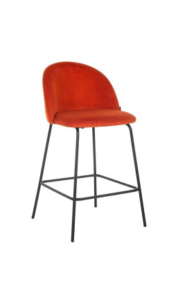 Krzesło do baru "Alia" projekt w aksamitie szafrannym z czarnymi stopami