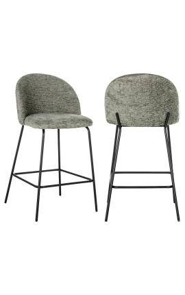 Bar chair &quot;Alia&quot; thyme velvet design with black feet