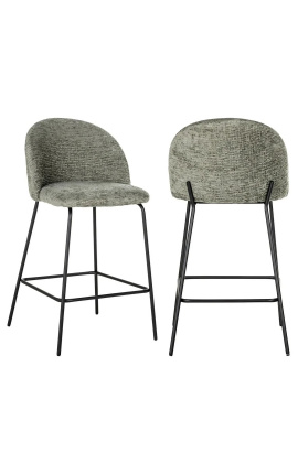 Barová židle &quot;Alia&quot; tymiánový sametový design s černými nohama