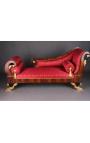 Grand daybed Franse Empire-stijl rode satijnen stof en mahonie