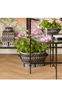 Vasa Ovală / dimensiunea plantelor L "Palatul" în porcelain negru și alb emal