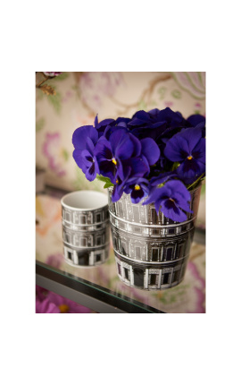 Vase / jardinière conique &quot;Palace&quot; en porcelaine émaillé noir et blanc