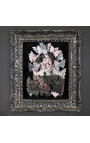 Stijl frame 19e-eeuws zwart gepatineerd met anamorfose "De grote dame"