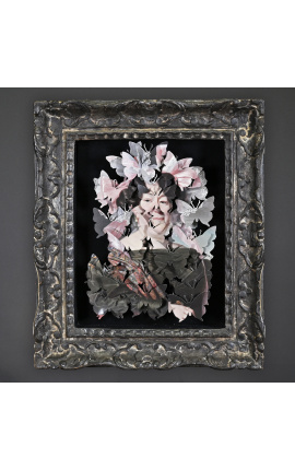 Cornice in stile XIX secolo patinata nera con anamorfosi "La grande Dama"