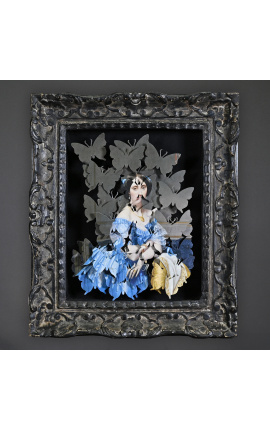 Cornice in stile XIXème patinata nera con anamorfosi "Joséphine-Éleonore"