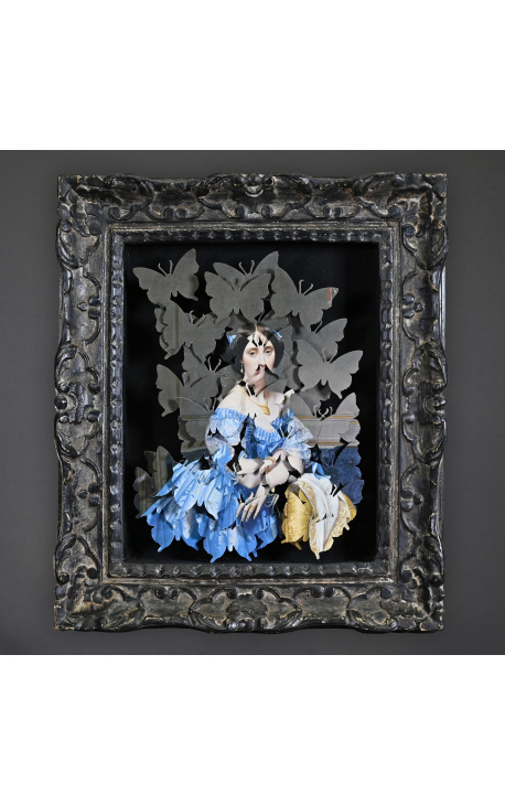 Estilo quadro XIXème preto patinado com anamorfose "Joséphine-Éleonore"