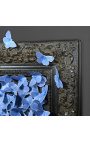 Черная патинированная рамка XIX века с полетом синих бабочек