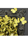19th century black patinated style frame with flight of yellow butterflies