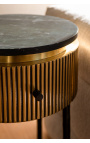 HERMIA šoninis stalas su juodu marmuru ir auksinėmis latakomis ant stendo