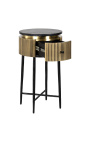 HERMIA side table with black marble and golden brass on stand