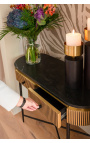 HERMIA-konsol med svart marmorskiva och gyllene mässing