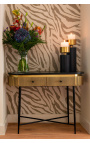 Console HERMIA avec plateau en marbre noir et laiton doré