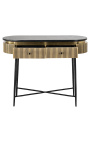 Console HERMIA avec plateau en marbre noir et laiton doré