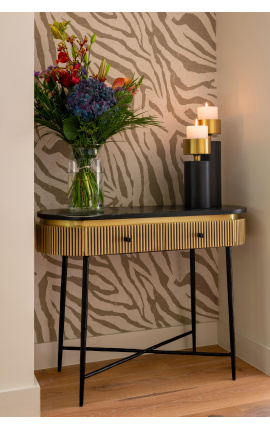 HERMIA Console met zwart marmeren blad en goudkleurig messing