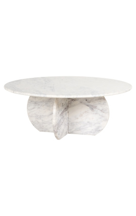 Table basse ronde SHERLOCK en marbre blanc - 90 cm