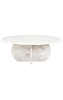 Table basse ronde SHERLOCK en marbre blanc - 90 cm