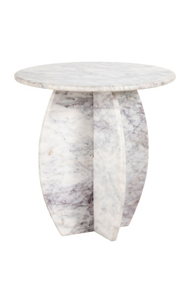 Okrúhly príručný stolík SHERLOCK z bieleho mramoru - 50 cm