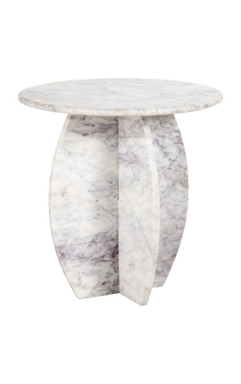 Table d'appoint ronde SHERLOCK en marbre blanc - 50 cm