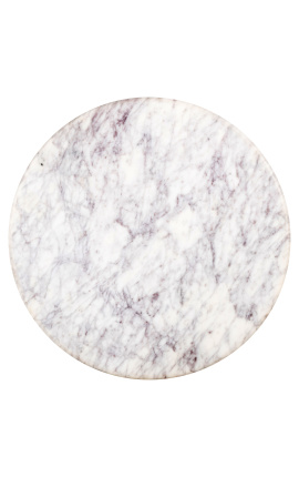 Mesa lateral redonda SHERLOCK em mármore branco - 50 cm