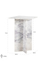 SHERLOCK square side table in white marble - 45 cm