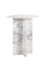 SHERLOCK square side table in white marble - 45 cm